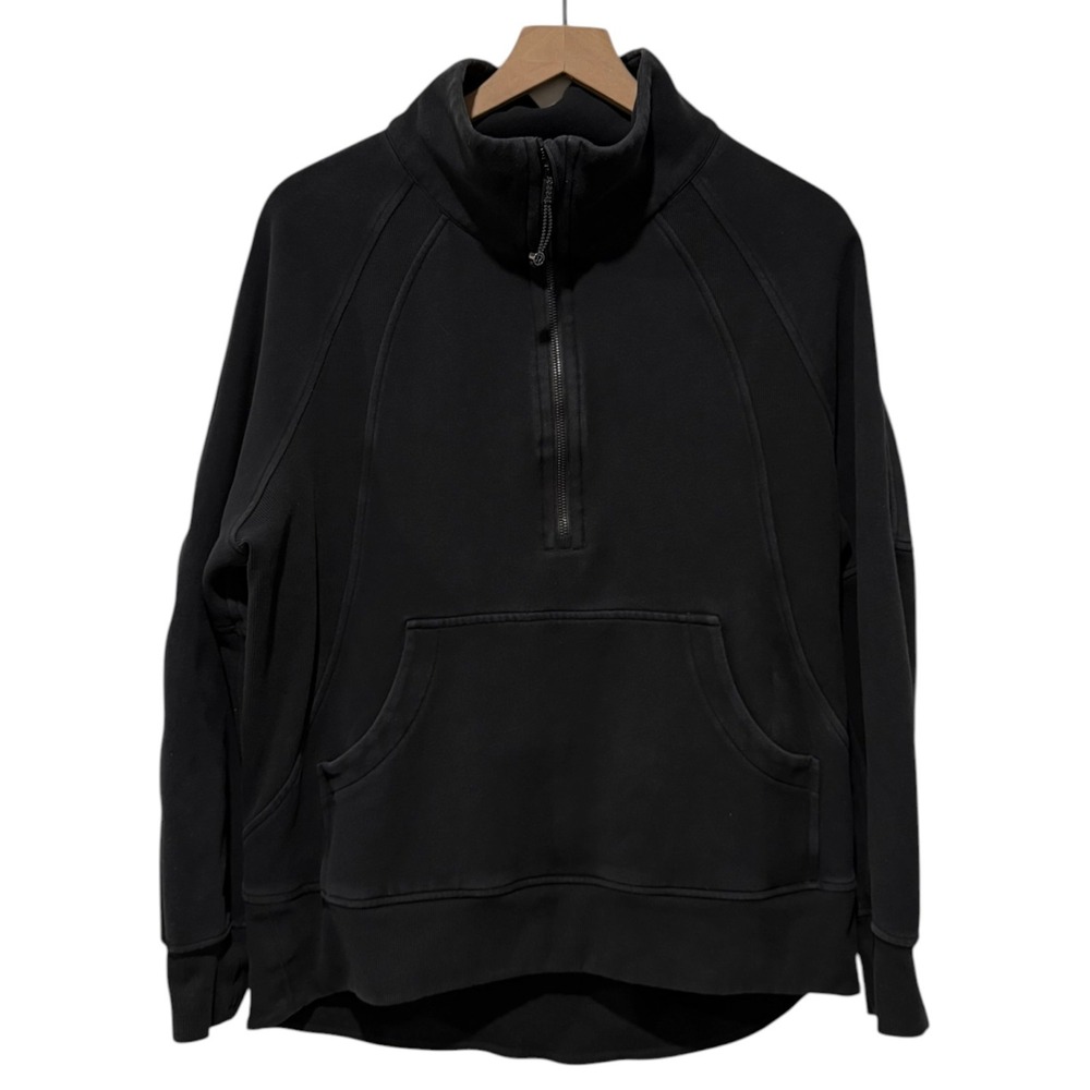 Lululemon Womens Black Scuba Oversized 1/2 Zip Pullover Sz M/L Funnel Neck